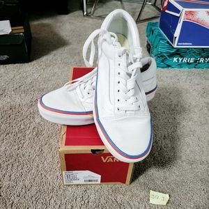 White Vans w/ 🌈 trimming